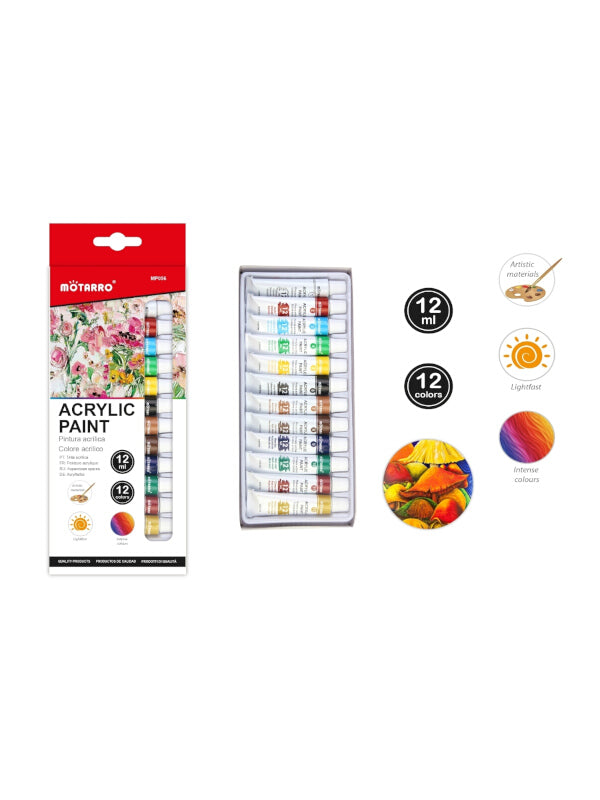 Motarro Acrylic Paint - 12 ml, Box Of 12