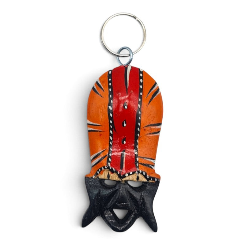 Keyring - Wooden MASK - Orange