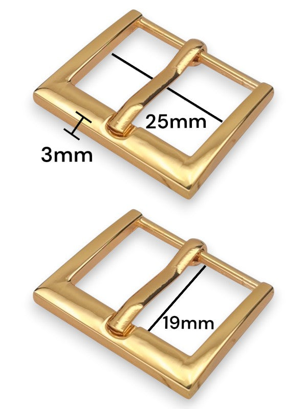 Buckle - Gold, Inside: Width 25 mm, Height 19 mm, Thickness 3 mm, ±5-Piece
