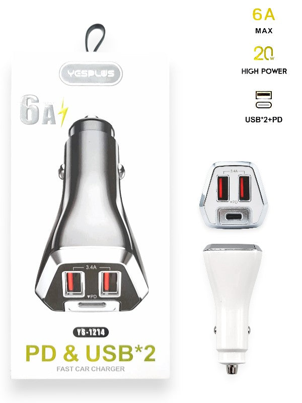 Yesplus Ys - 1214 - PD And Dual USB Ports, Fast Charger, White