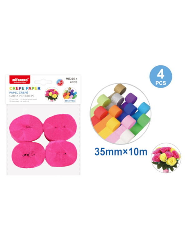Motarro Crepe Paper - Pink, 35x10 mm, 4-Piece