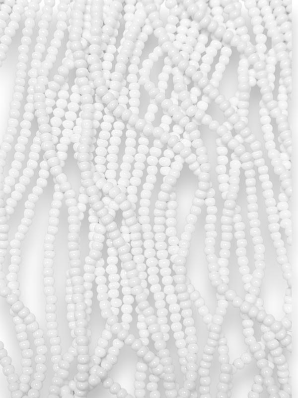 Glass Czech Beads On String - White, Size 5/0, 1/4kgm