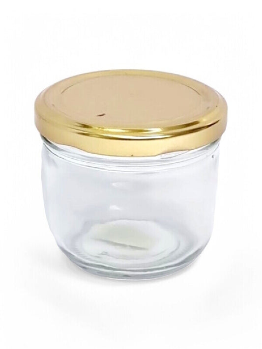 Glass Jar - Metal Gold Lid, 200 ml, ±65×75 mm