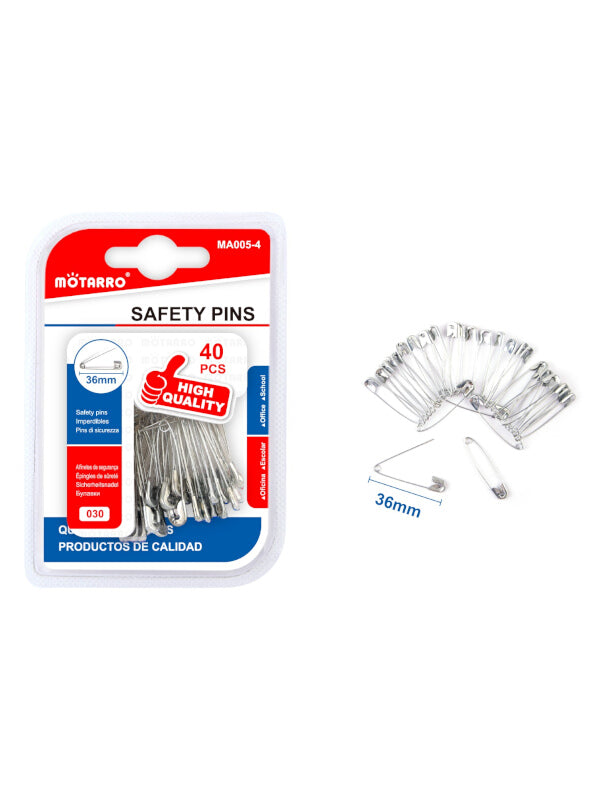Motarro Safety Pins - Silver, 36 mm, 40-Piece