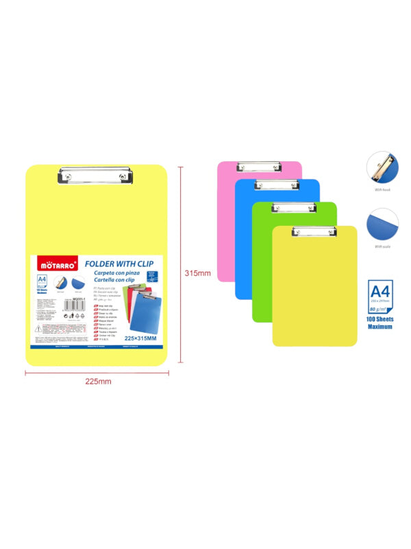 Motarro Clipboard - Yellow, 315x225 mm