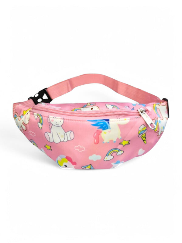 Kids Printed Moon Bag - Unicorns, Pink, ±11×26×6 cm