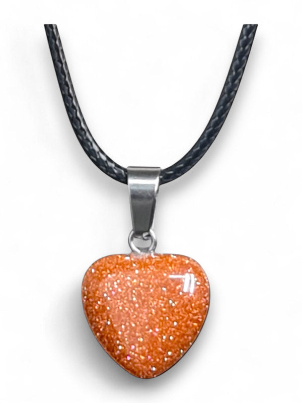 Earth Stone Beads - Heart, Gold Sand