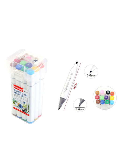 Motarro Double Tip Marker - 6.0 mm And 1.0 mm, 12 Colours