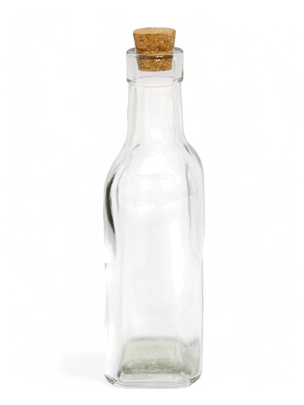 Glass Jar - Cork Lid, Square Bottle, 190 ml, ±55×50 mm