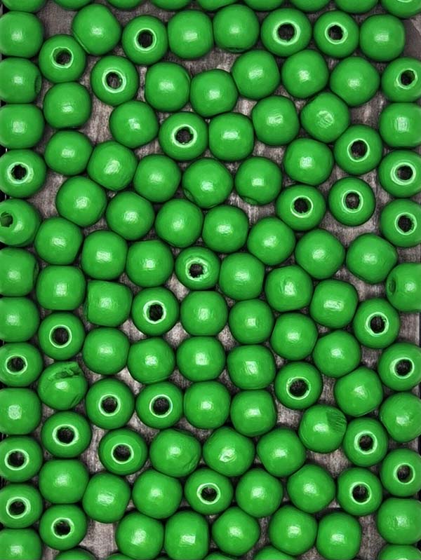 Painted Wooden Beads - 10 mm Green