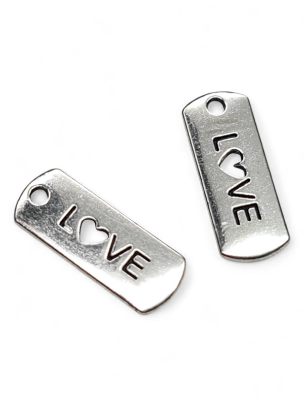 Metal Charm - Love ±21×8 mm ±40-Piece (image On 1 Side Only)