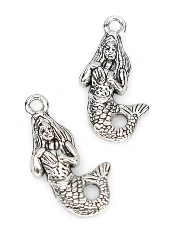 Metal Charm - Mermaid ±23×13 mm ±25-Piece (image On 1 Side Only)