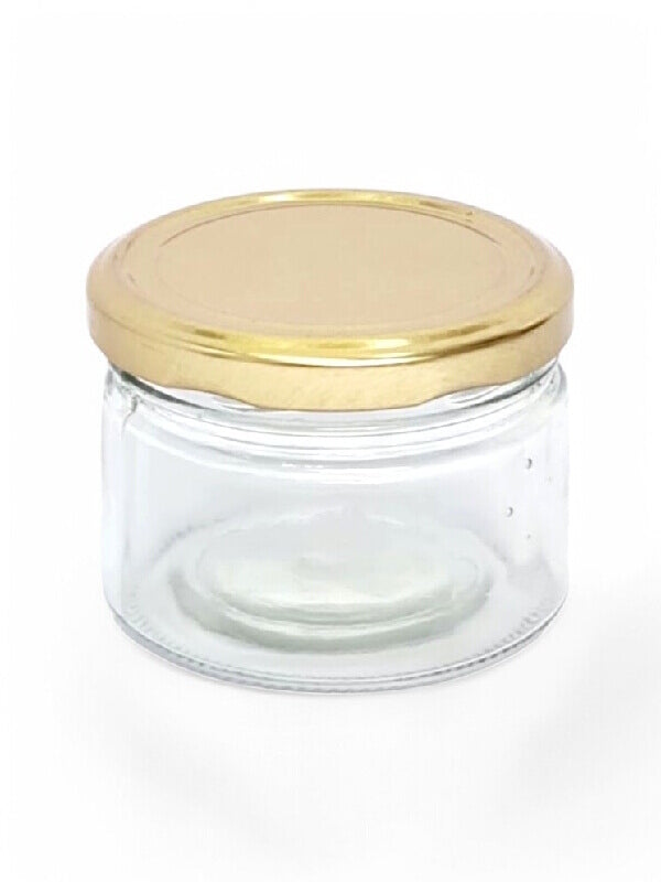 Glass Jar - Metal Gold Lid, 225 ml, ±60×80 mm