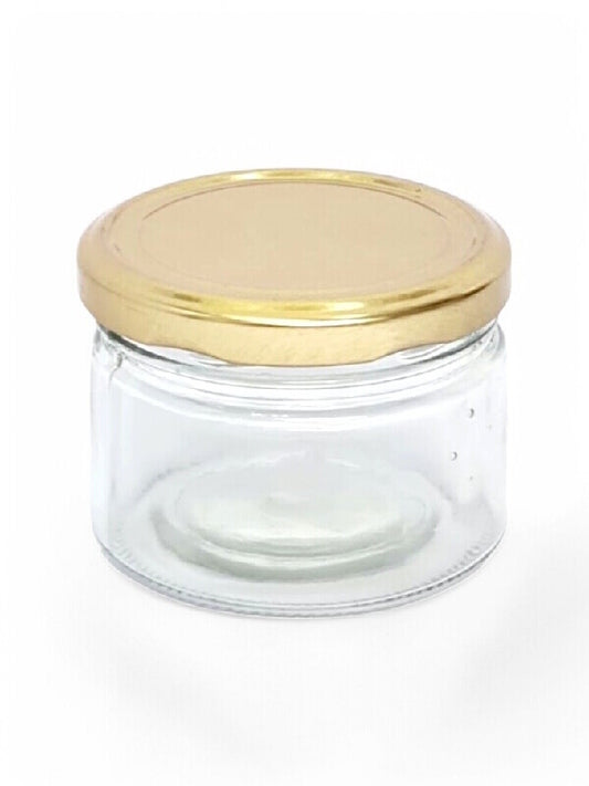 Glass Jar - Metal Gold Lid, 225 ml, ±60×80 mm