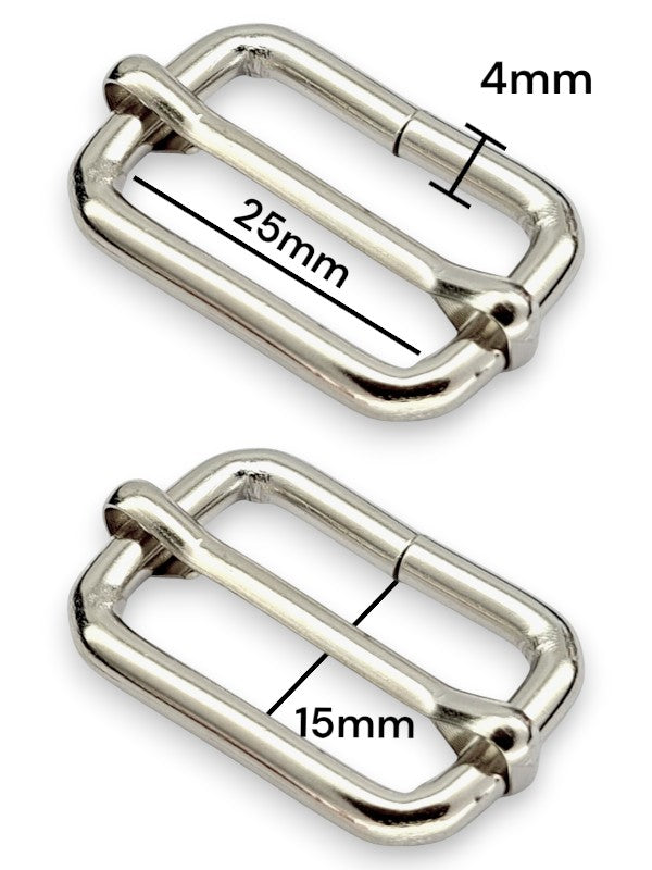 Slider - Silver, Inside: Width 25 mm, Height 15 mm, Thickness 4 mm, ±50-Piece