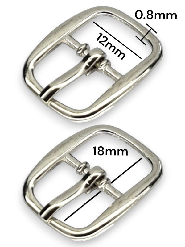 Buckle - Silver, Inside: Width 12 mm, Height 18 mm, Thickness 0.8 mm, ±40-Piece
