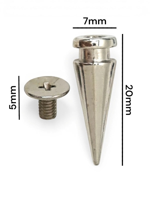 SPIKE STUD AND Binding SKREW - Silver - 7×20 Mm - (Material: IRON AND ALLOY) - 25-Piece