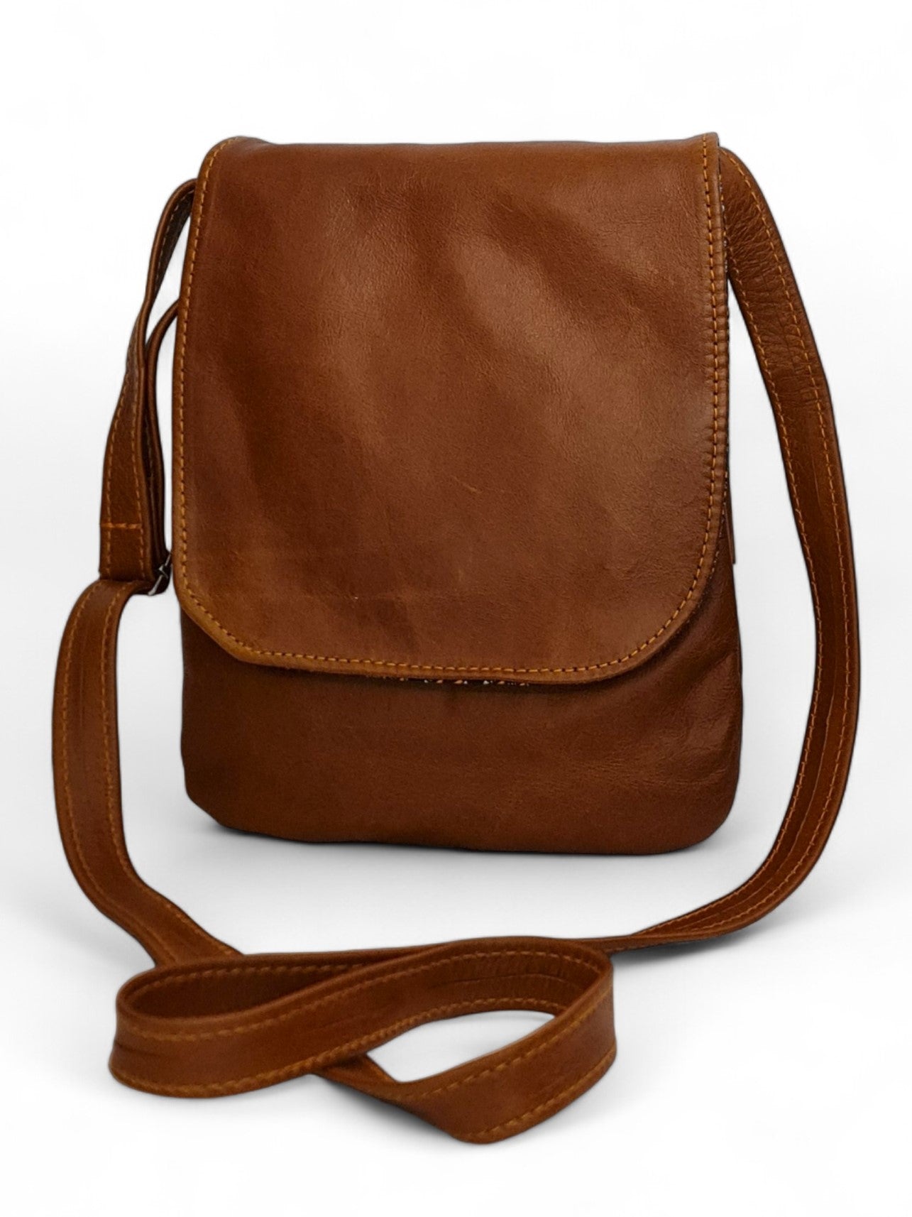 Leather SLING BAG - TAN ±24×20×1.5 Cm
