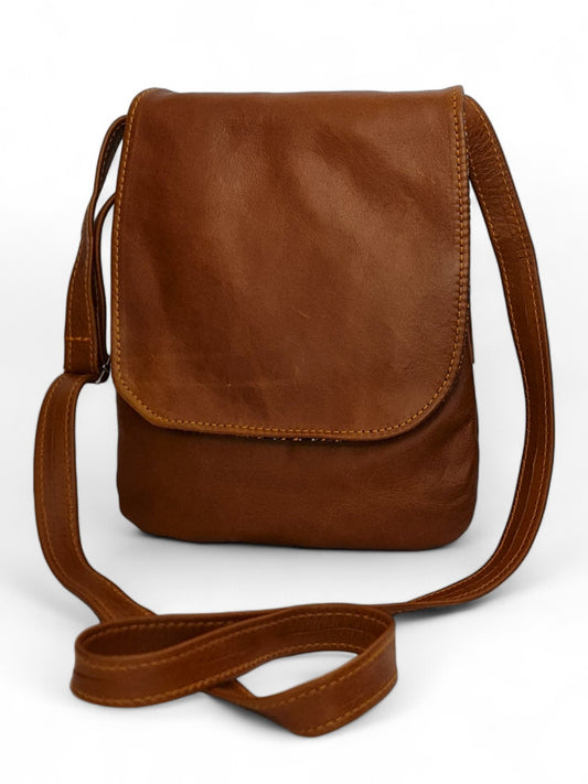 Leather SLING BAG - TAN ±24×20×1.5 Cm