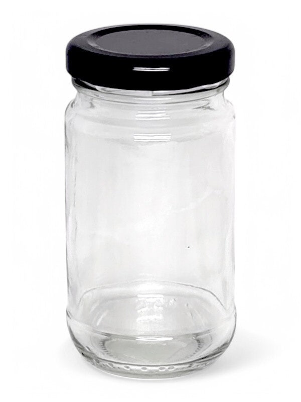 Glass Jar - Metal Black Lid, 125 ml, ±100×50 mm
