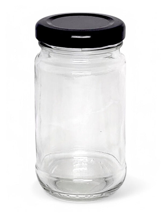 Glass Jar - Metal Black Lid, 125 ml, ±100×50 mm