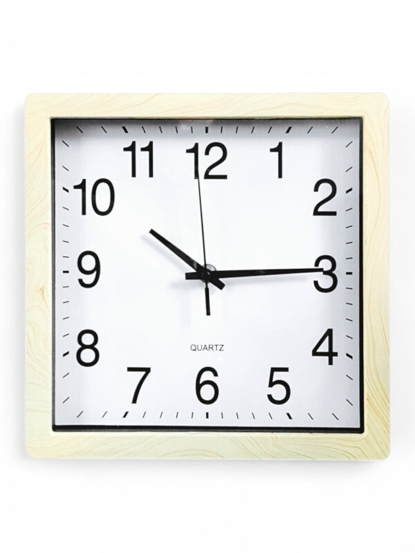 Wall Clock - Square, Plastic, Cream, 25 cm