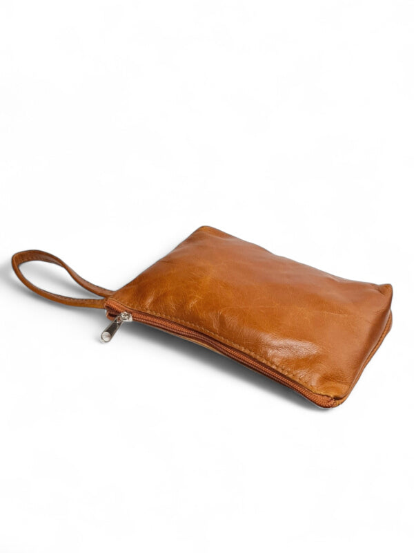 Leather Cosmetic PURSE - TAN - ±13×21 Cm