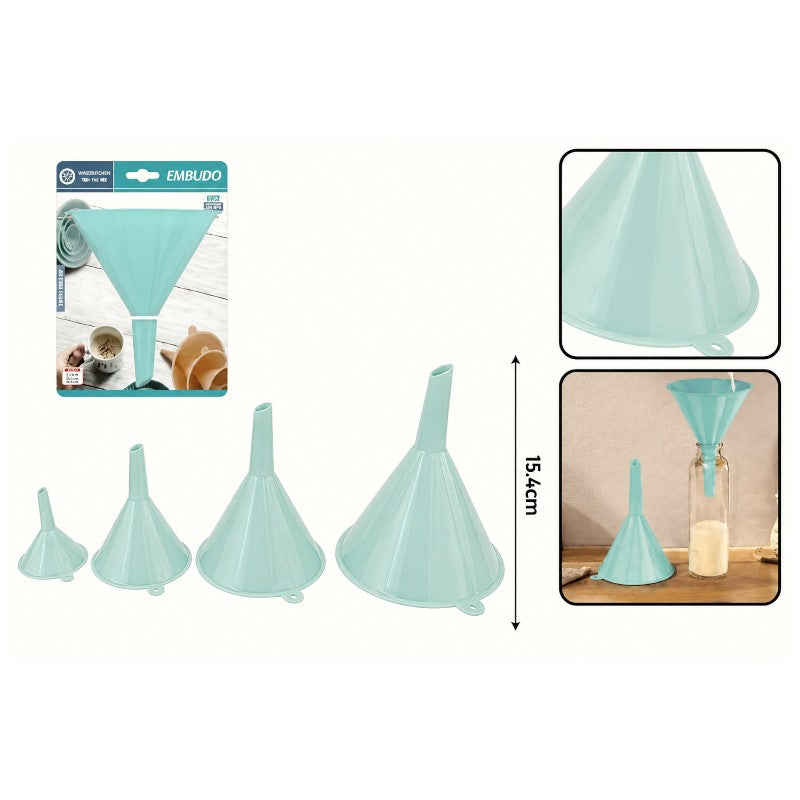 Plastic Funnel 4PC - Blue