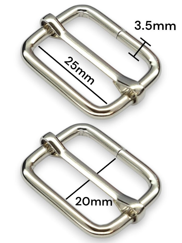 Slider - Silver, Inside: Width 25 mm, Height 20 mm, Thickness 3.5 mm, ±50-Piece
