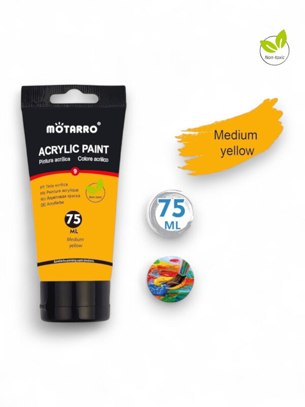 Motarro Acrylic Paint - Medium Yellow, 75 ml