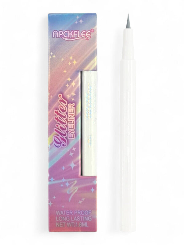 Apckflee - Glitter Eyeliner, Waterproof And Long Lasting, Silver, 1.8 ml