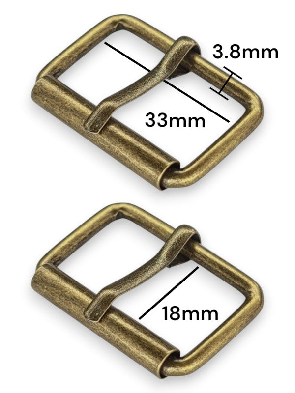 Buckle - Antique Brass, Inside: Width 33 mm, Height 18 mm, Thickness 3.8 mm, ±20-Piece