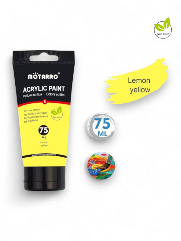 Motarro Acrylic Paint - Lemon Yellow, 75 ml