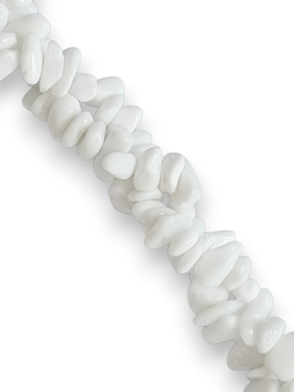 Semi - Precious Stone Beads - Small Chips, White Jasper, ±5 - 8 mm