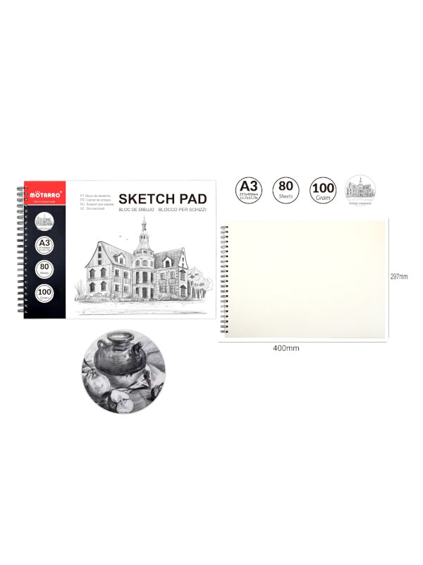 Motarro A3 Sketch Pad - 80 Sheets, 297x400 mm