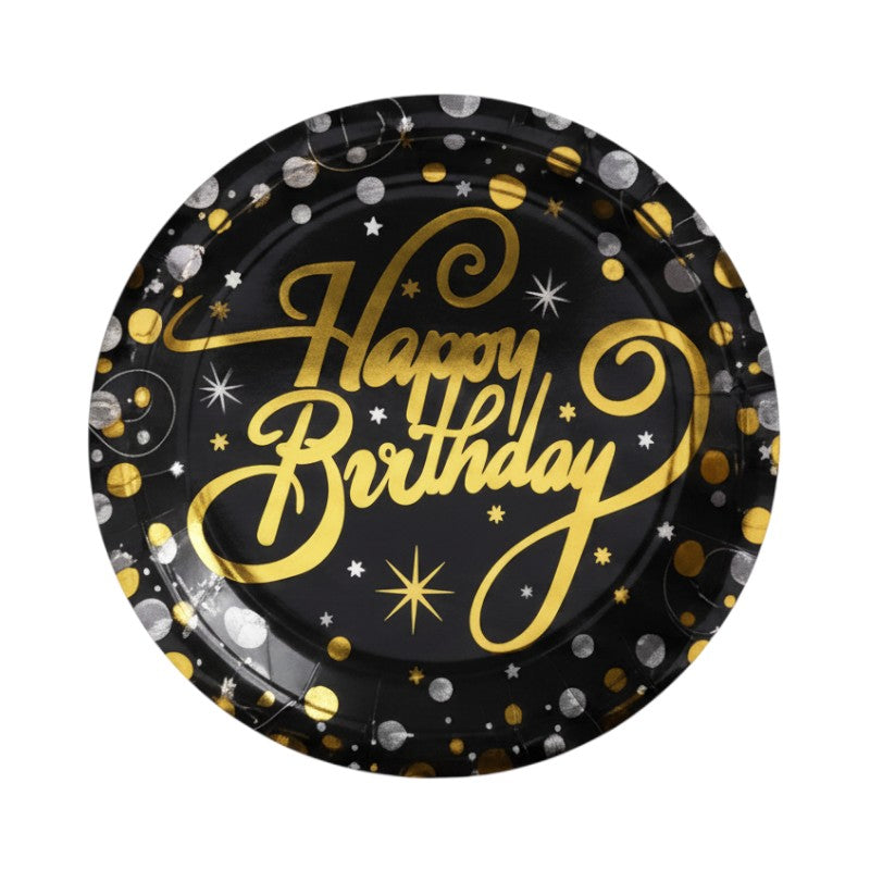 PARTY Plates - HAPPY Birthday - 18.5 Cm - Black