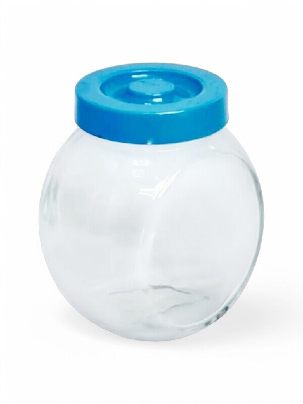 Glass Jar - Plastic Blue Lid, 165 ml, ±80×80 mm
