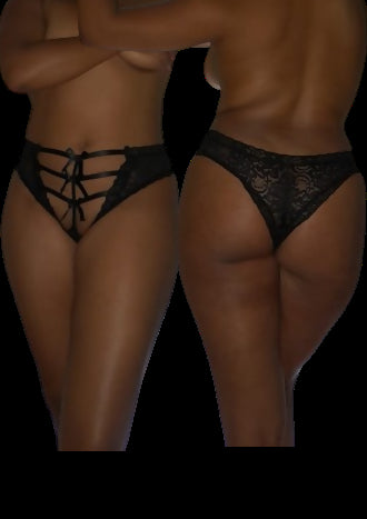 P003 BLCK DOOR Lace strappy ribbon panty