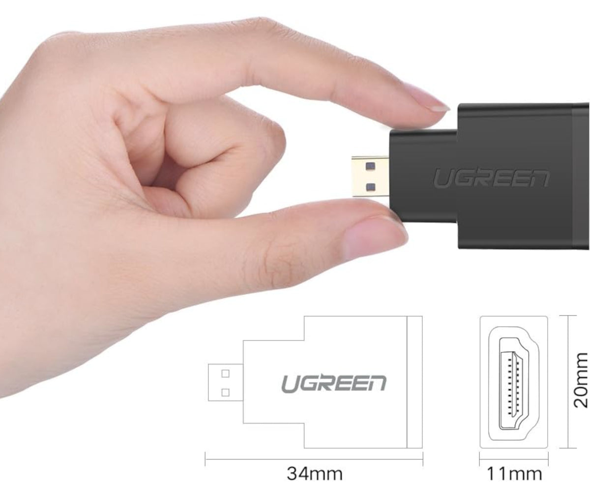 Ugreen Micro HDMI Male to HDMI Female Adapter – Black - alternate product view 2