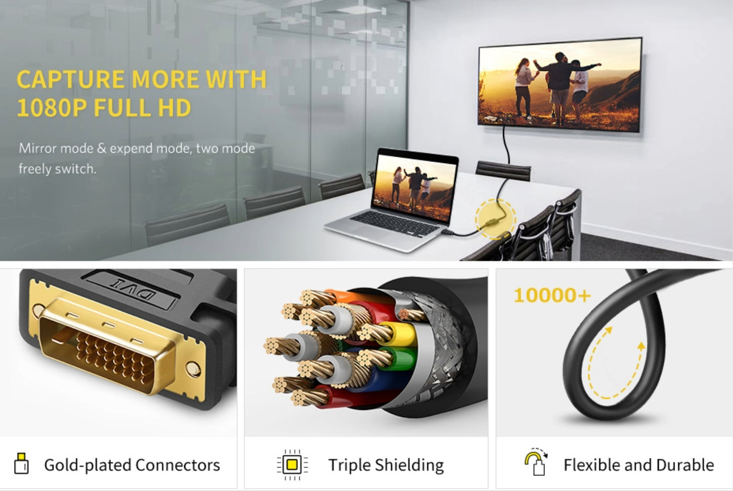 Ugreen DVI to HDMI Cable Adapter 15cm - Male to Female - 1080p Full HD – Black - alternate product view 3