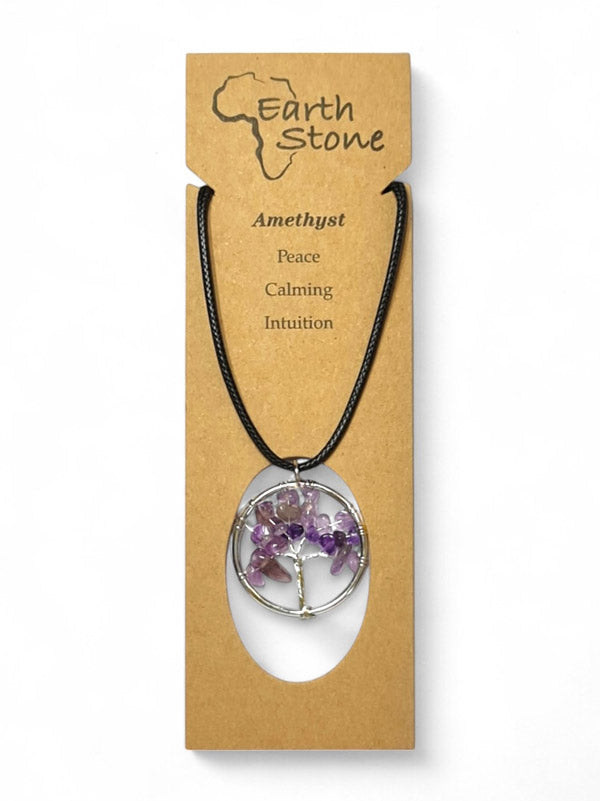 Earth Stone Beads - Tree Of Life, Round, Amethyst - Image 2