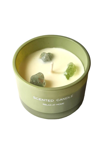 Scented Candle With Crystals - Green, Gardenia - Image 2