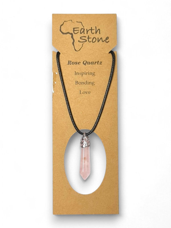 Earth Stone Beads - Hexagon Drop, Rose Quartz - Image 2