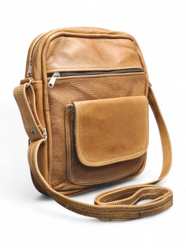 Leather GENTS SLING BAG - TAN - ±31×25×8 Cm - Image 2