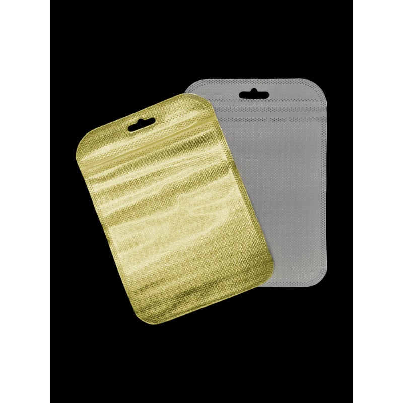 Pet+non - WOVEN - GOLD WITH Transparent FRONT - Outside ±10.5×15 Cm - Inside ±9.5×12 Cm - Thickness 80 Microns ±50-Piece - Im