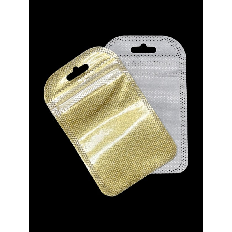 Pet+non - WOVEN - GOLD WITH Transparent FRONT - Outside ±7×11 Cm - Inside ±6×8 Cm - Thickness 80 Microns ±50-Piece - Image 2