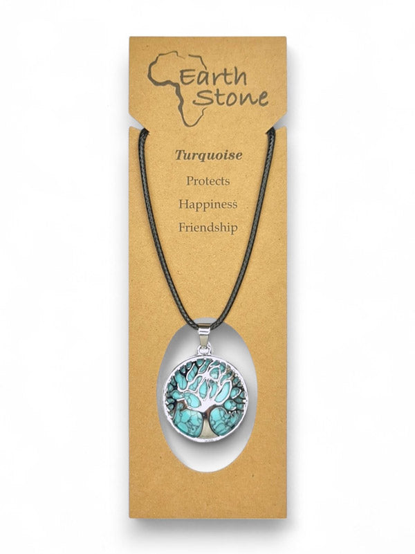 Earth Stone Beads - Tree Of Life, Round, Turquoise - Image 2