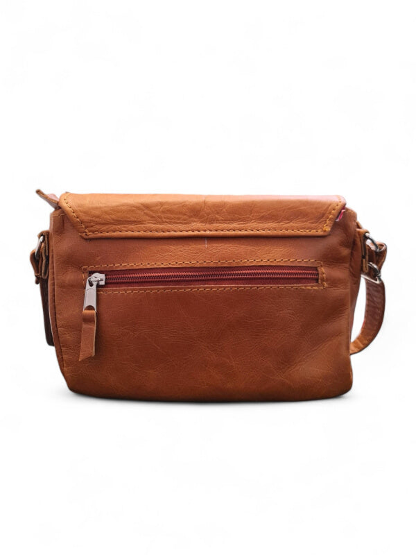 Leather SLING BAG - Square - TAN - ±22×16×4 Cm - Image 2