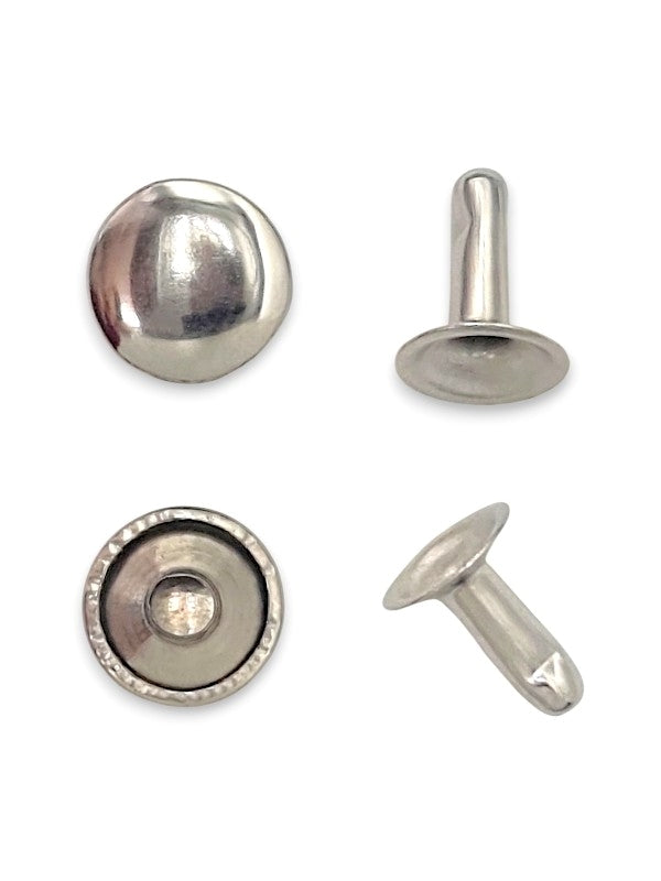 Double Capped Rivet - Silver, Cap Width And Height 10×5 mm, Rivet Post Height And Width 10×8 mm, ±500 Sets - Image 2