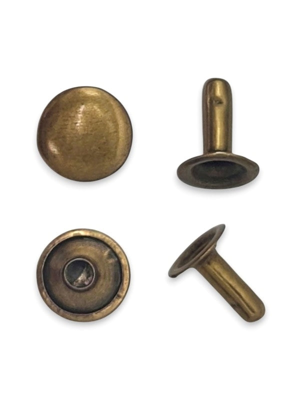 Double Capped Rivet - Antique Brass, Cap Width And Height 10×5 mm, Rivet Post Height And Width 10×8 mm, ±500 Sets - Image 2